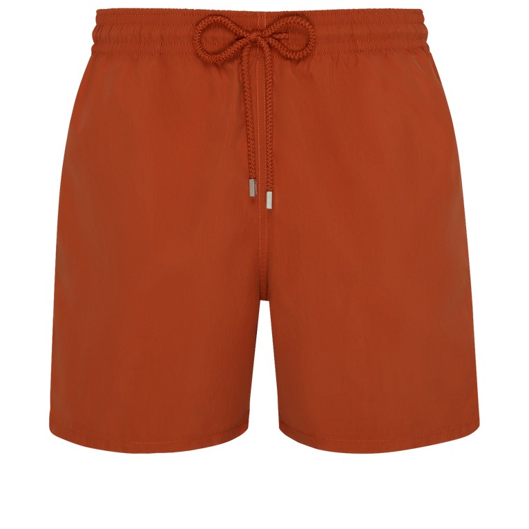 Red solid swim shorts by Vilebrequin, featuring an elastic waistband with a drawstring, made from lightweight material, designed for men in size XXXL.