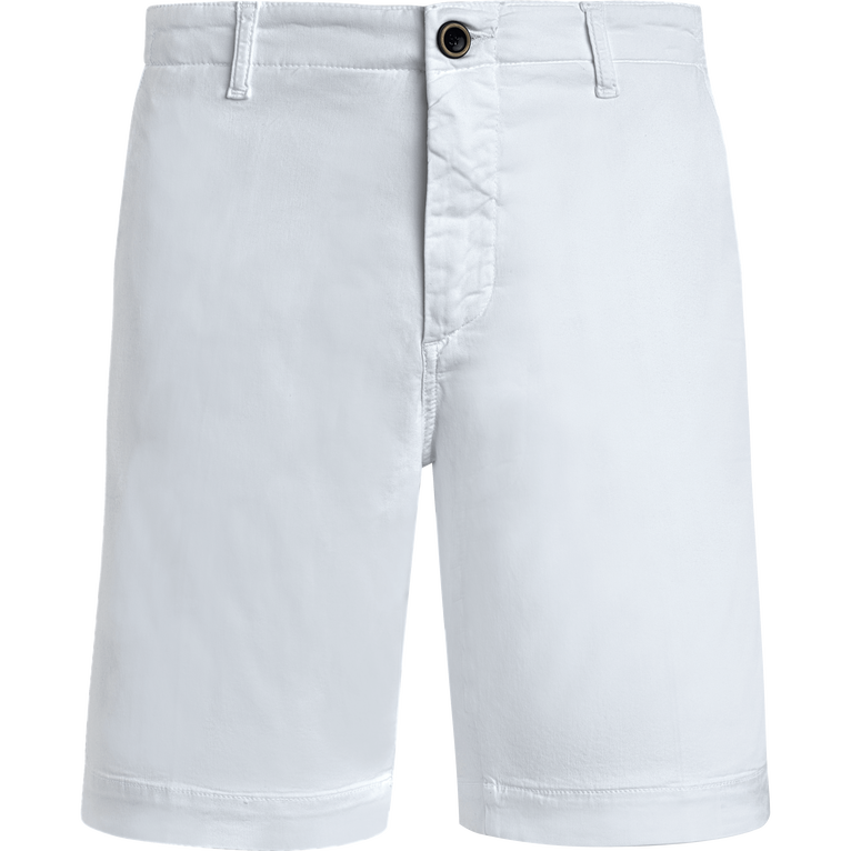 White Bermuda shorts made from Tencel cotton, featuring a button closure and a classic design, available in size 40 by Vilebrequin.