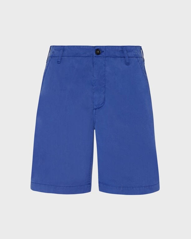 Blue Tencel gabardine Bermuda shorts by Vilebrequin, featuring a classic cut, front button closure, and side pockets, available in size 32.
