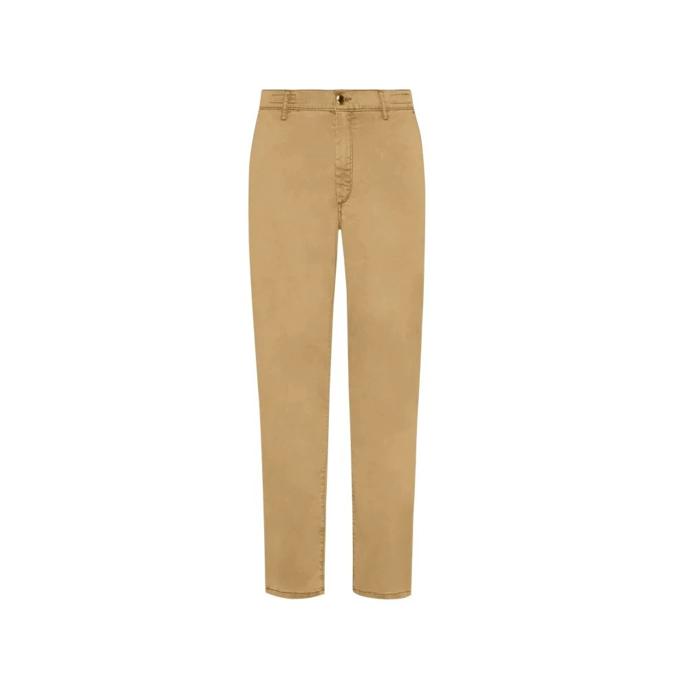 Brown Tencel satin regular pants by Vilebrequin, featuring a classic fit, front button closure, and side pockets, available in size 36.
