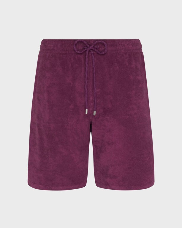 Purple terry fabric Bermuda shorts with a drawstring waist, featuring a solid design, available in size XXXL by Vilebrequin.