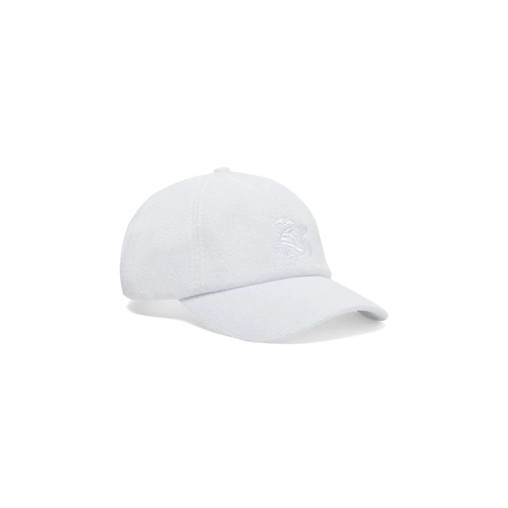 White terry cloth cap by Vilebrequin featuring a solid design and embroidered logo, designed for men in a one-size-fits-all style.