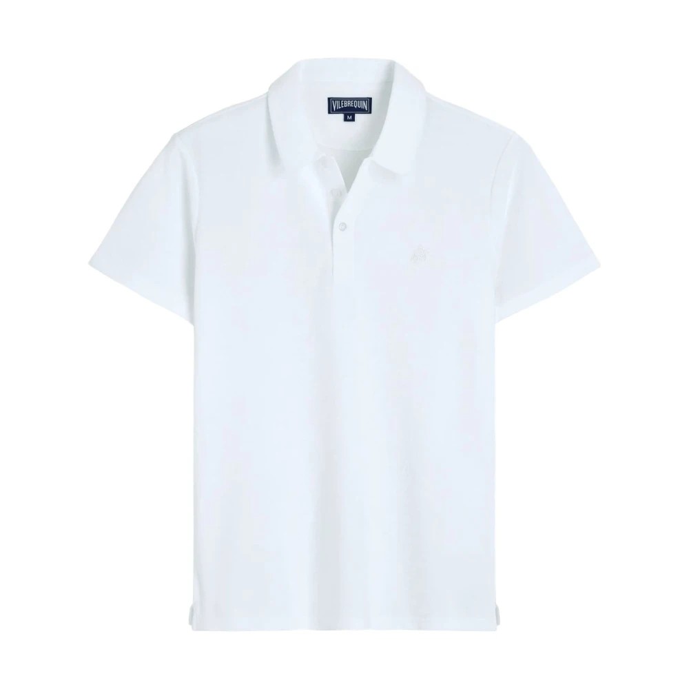 White terry polo shirt by Vilebrequin, featuring a classic collar, short sleeves, and embroidered logo on the chest, available in size XXL.