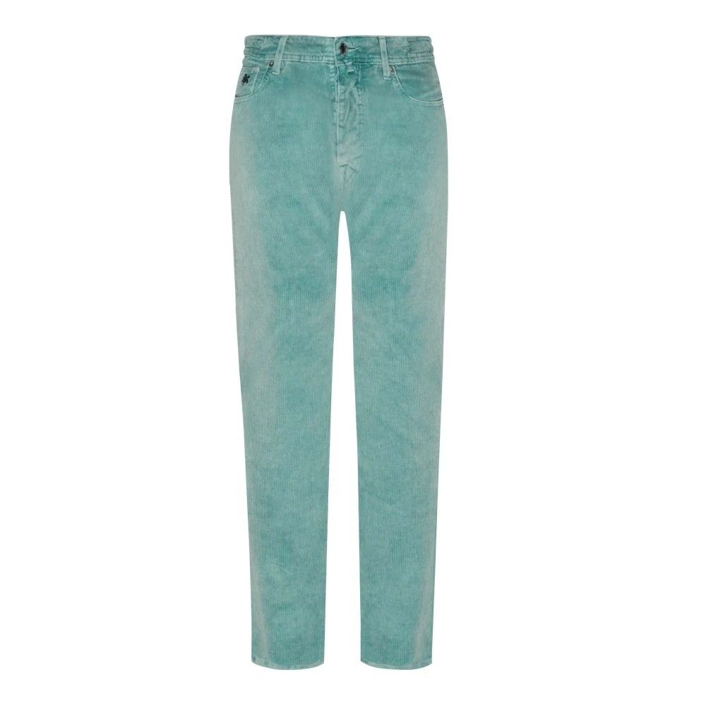 Men's vintage faded green corduroy pants with a 5-pocket design, featuring a relaxed fit and button closure, by Vilebrequin in size 32.