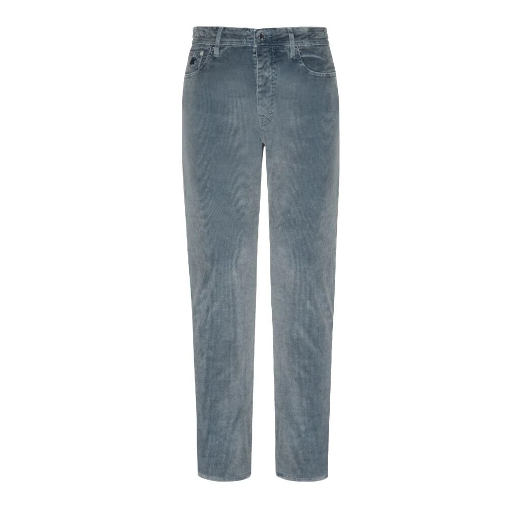 Vintage faded grey corduroy 5-pocket pants by Vilebrequin, featuring a classic straight-leg design and button closure, in size 30.
