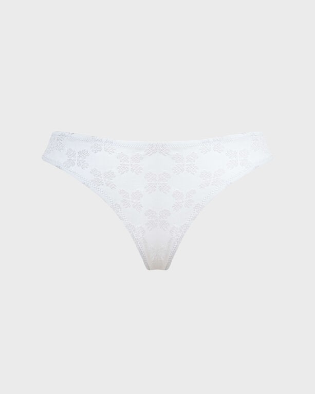 White MIDI brief bikini bottom featuring a turtle monogram jacquard pattern, made from soft material, designed for women, size XS.