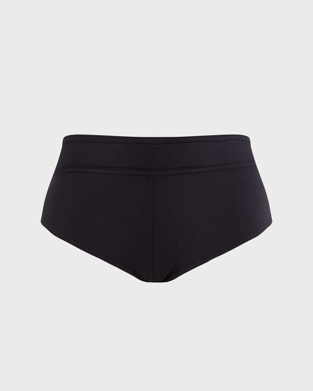 Black Vilebrequin women's MIDI brief sculpting bikini bottom in size S, featuring a solid design and smooth material for a sleek, flattering fit.