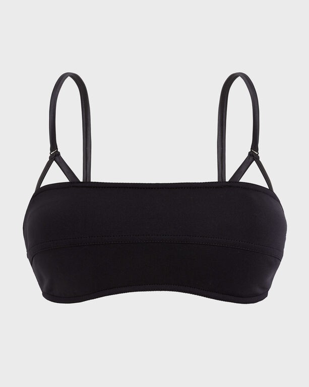 Black sculpting bralette bikini top by Vilebrequin, featuring thin adjustable straps, a solid design, and a sleek, minimalist style, available in size L.