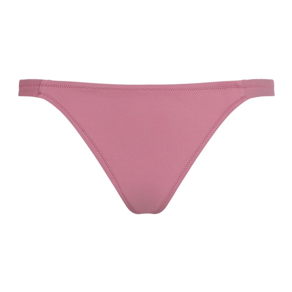 Solid pink tanga bikini bottom by Vilebrequin, featuring a smooth, stretchy material and minimal coverage, designed for women in size S.