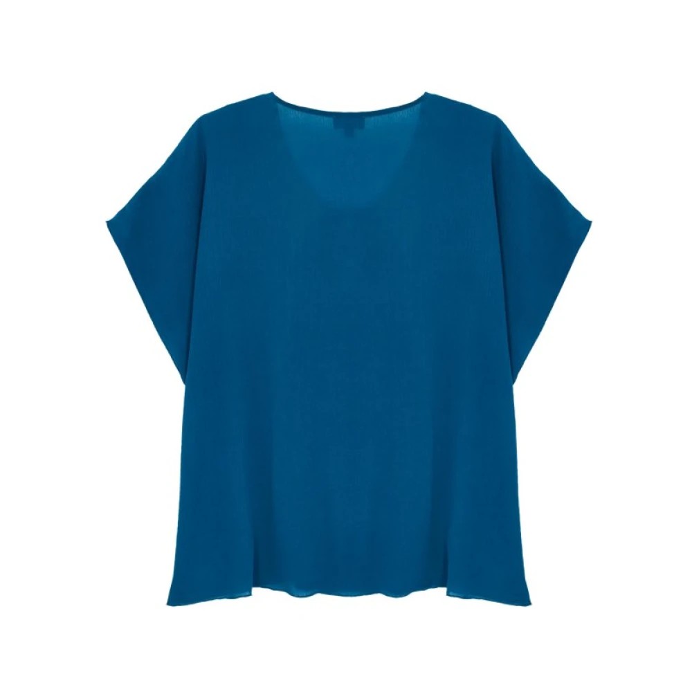 Vilebrequin Women Viscose Shirt Solid - Fritz - Blue - Size L - image 2