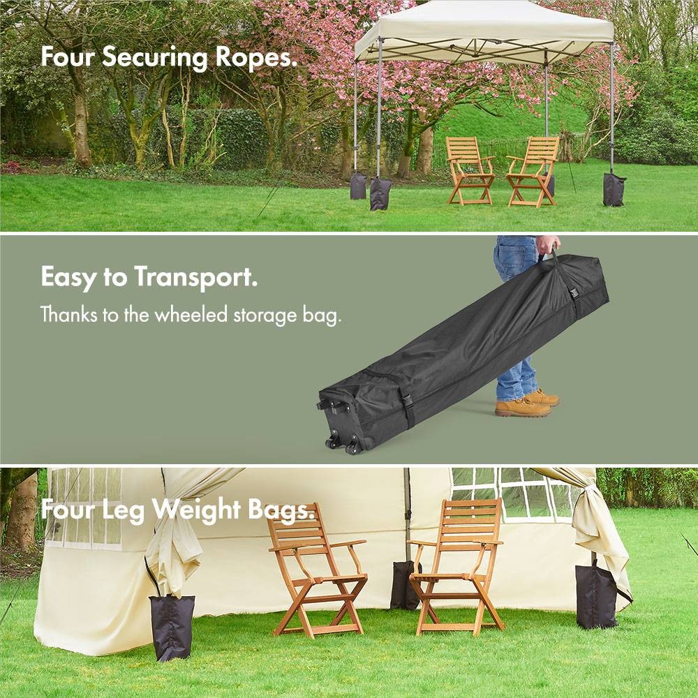 VonHaus 3 x 3m Beige Pop Up Gazebo with Sides - image 5