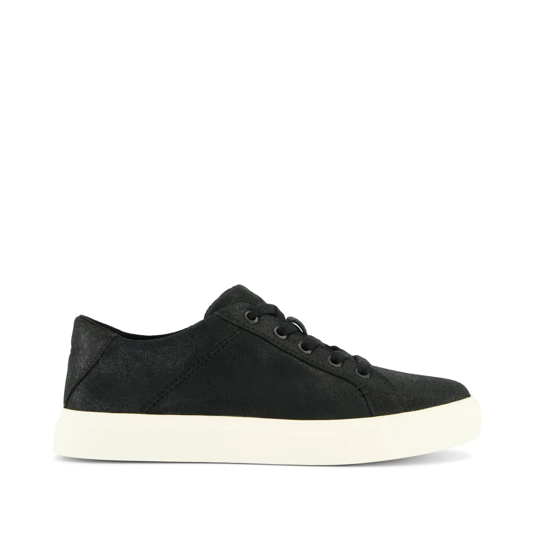 TOMS Womens Kameron Lace-up Sneaker Black Metallic Suede