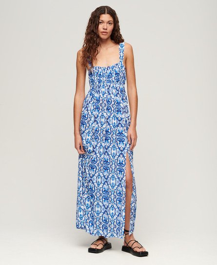 Superdry Superdry Women's Women's Tie Back Maxi Dress Blue / Tile Print Blue -