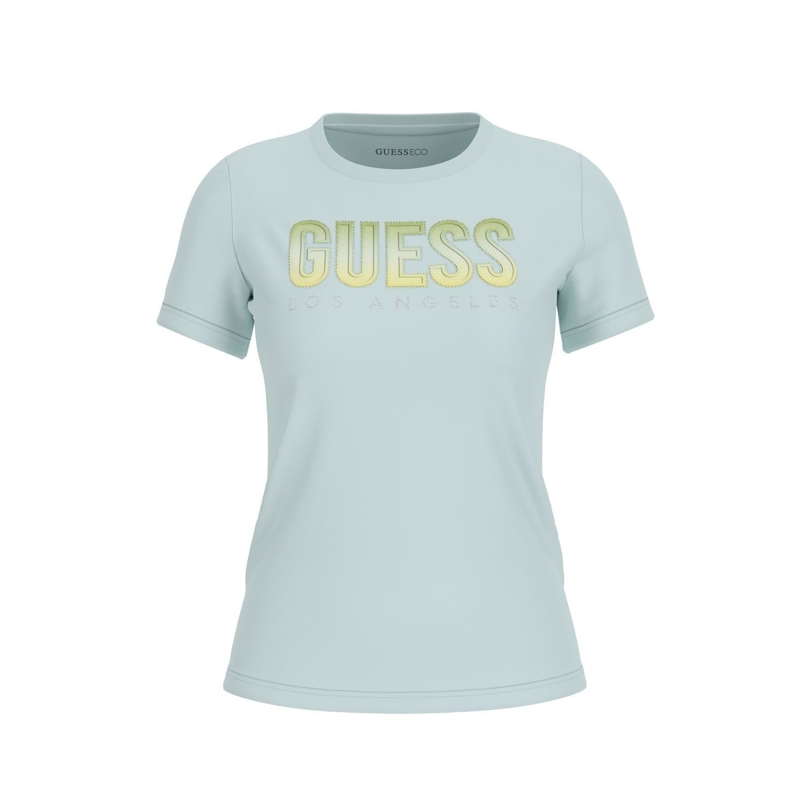 Guess Women's Round Neck T-shirt with Gradient Glitter Logo Guess