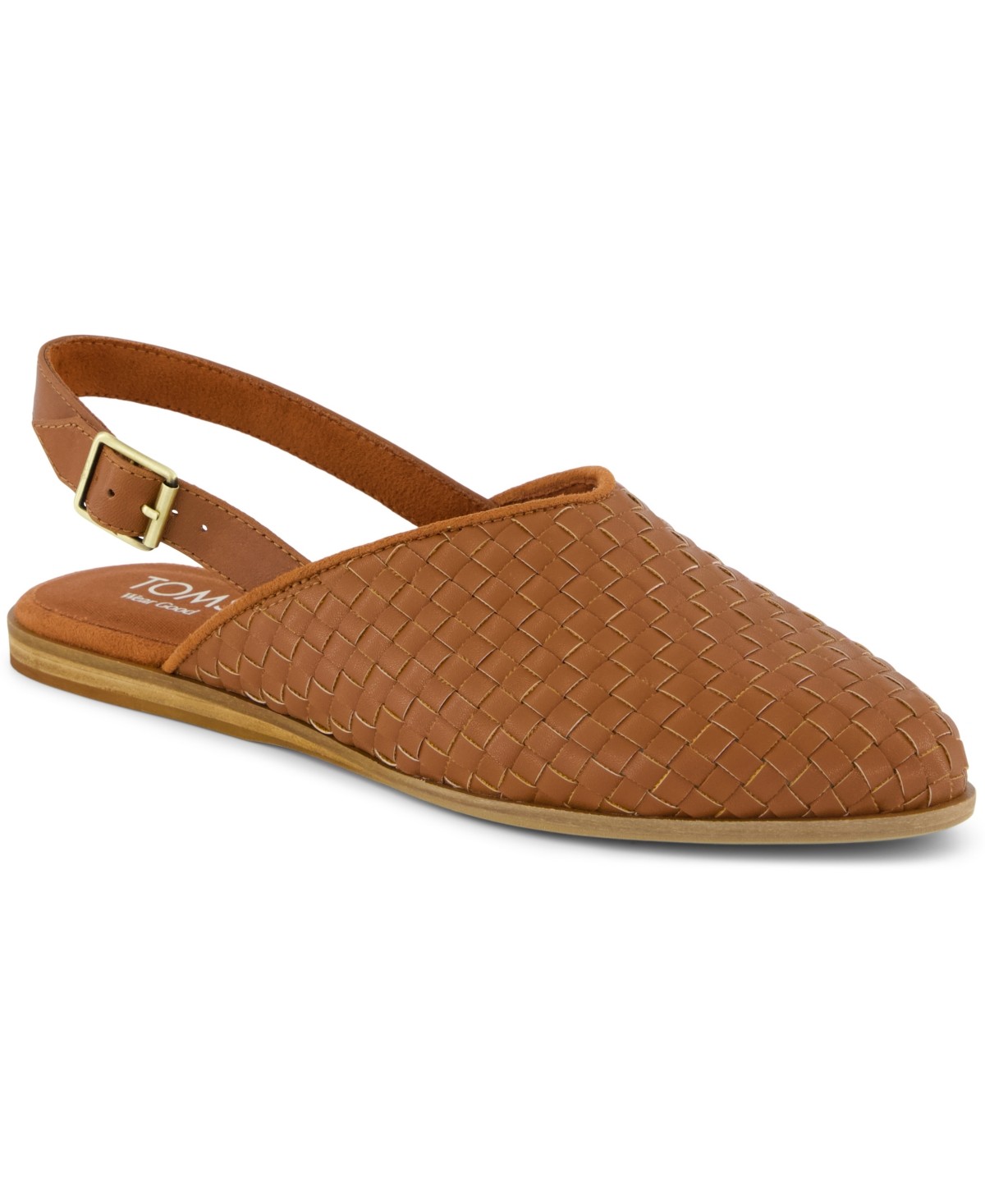 TOMS Womens Jade Slingback Flat Amber Brown Basketweave