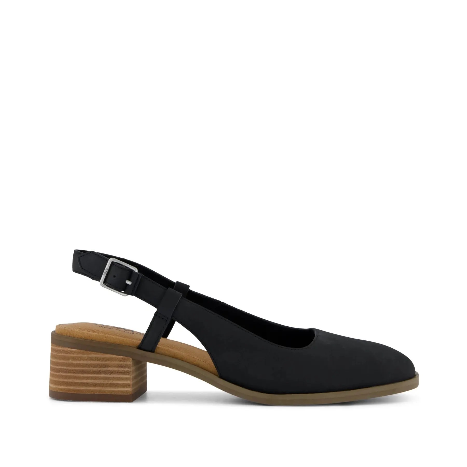 TOMS Womens Jaclyn Slingback Heel Black Nubuck Leather