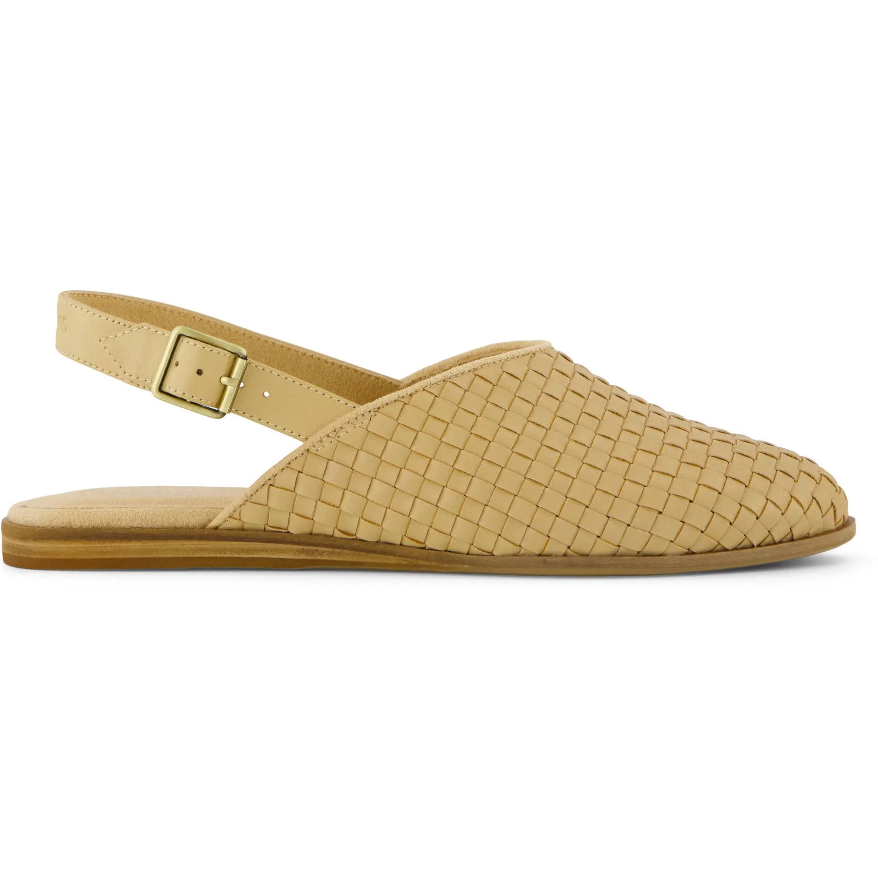 TOMS Womens Jade Slingback Flat Light Caramel Basketweave