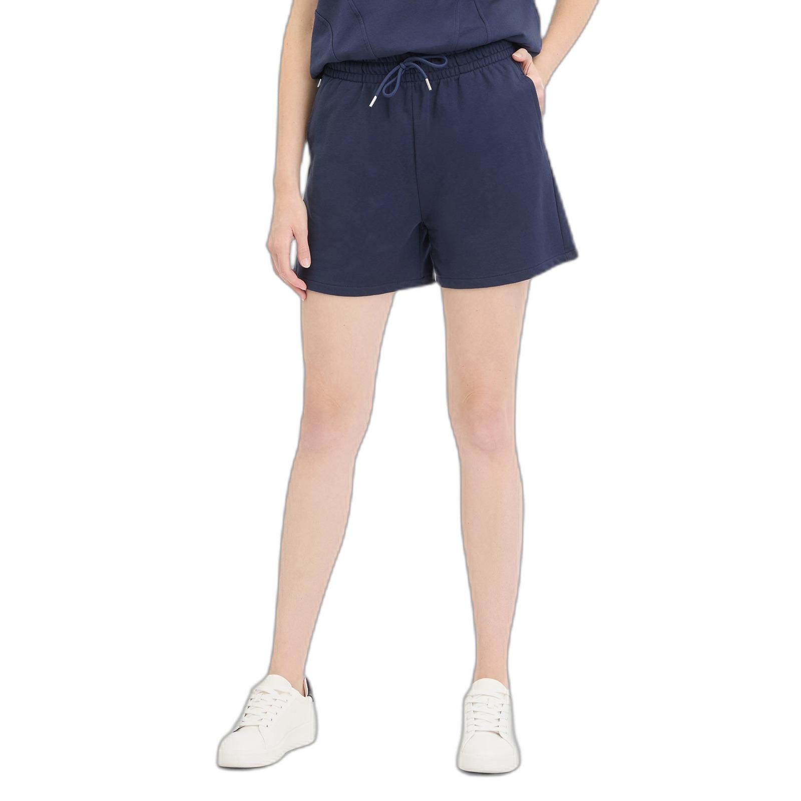 Navy blue women's shorts by Ragwear, made of soft material, featuring an elastic waistband with a drawstring and a relaxed fit, styled for casual comfort.