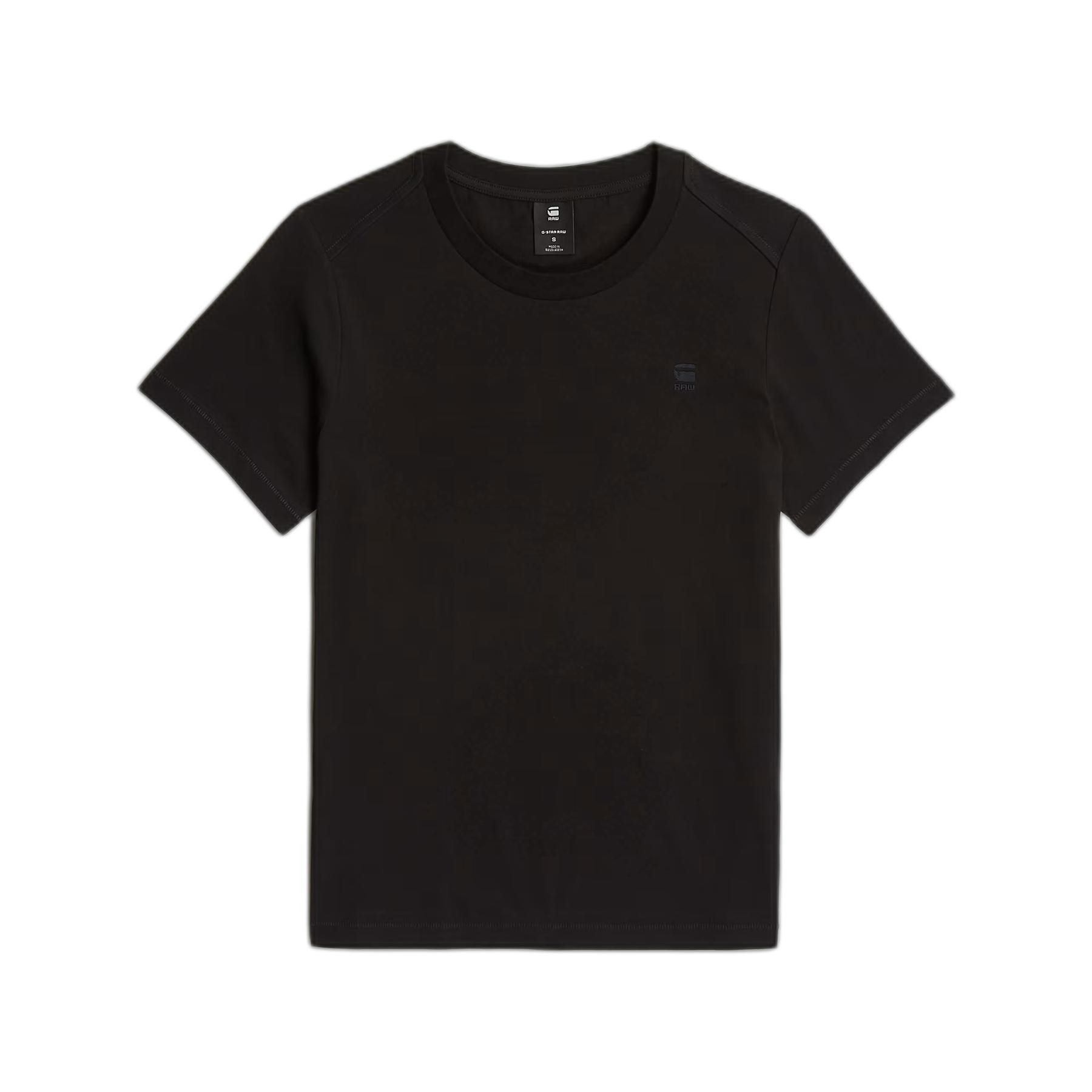 Black women's T-shirt by G-Star, featuring a classic crew neck, short sleeves, and a subtle logo on the chest, made from soft, breathable material.