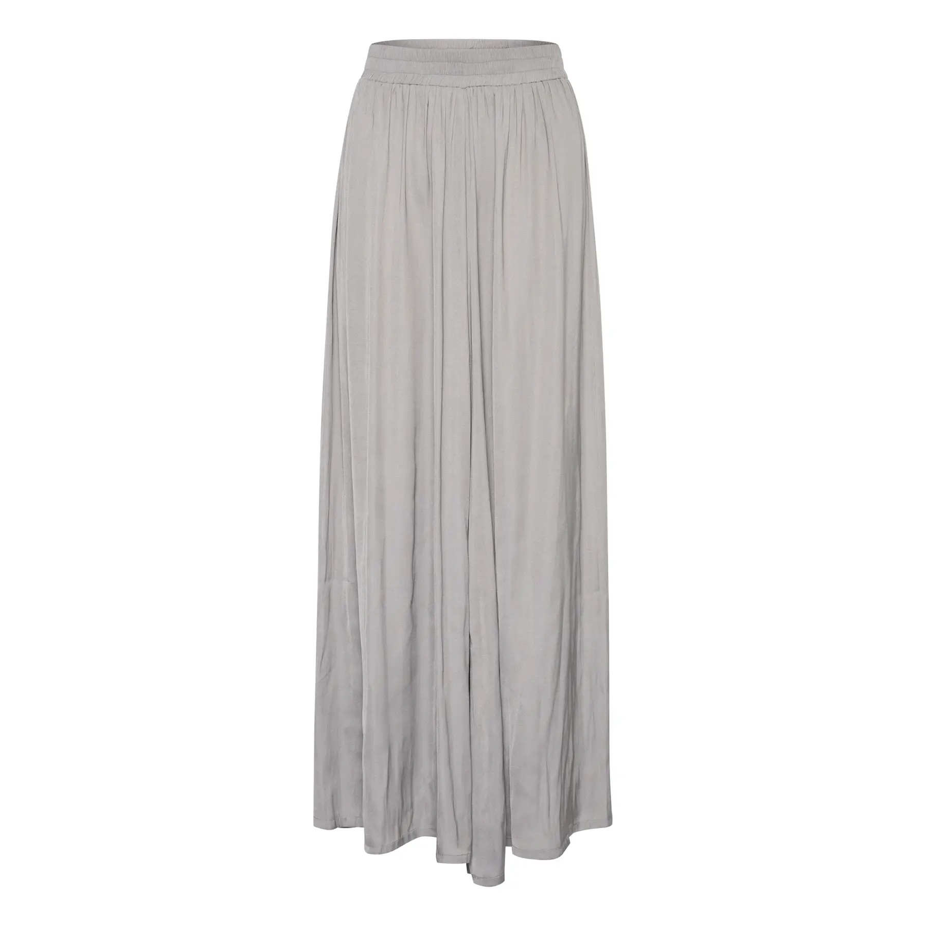 Light grey palazzo pants by Kaffe, made from soft, flowing material with a wide leg design and an elastic waistband for comfort.