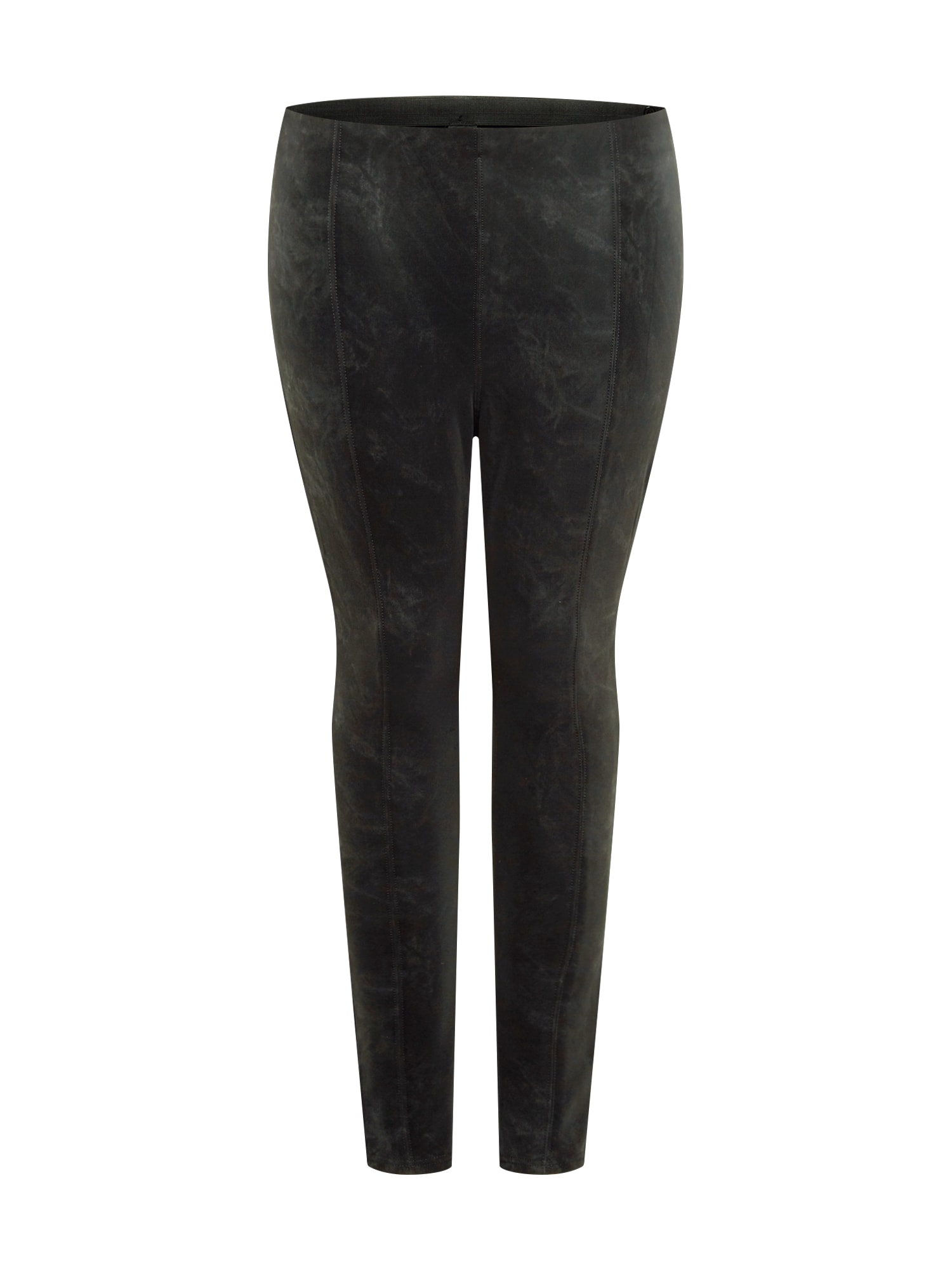 Black washed faux leather trousers with a sleek, fitted design, featuring a smooth texture and subtle sheen, suitable for urban casual wear in large sizes.