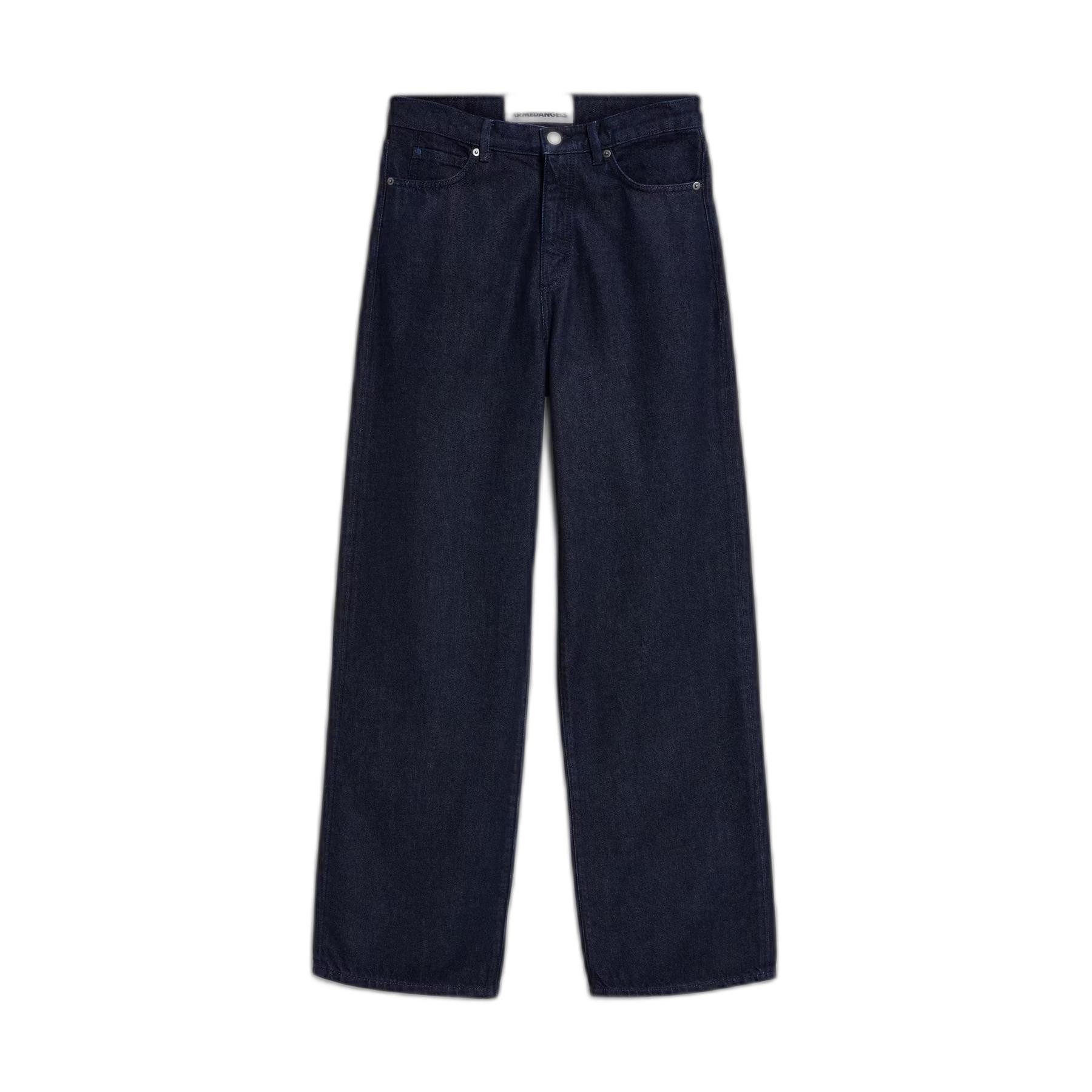 Women's wide-leg jeans by ARMEDANGELS in a dark blue denim, featuring a high waist, five-pocket design, and a relaxed fit for comfort and style.