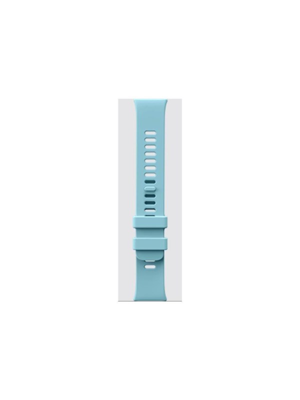 Blue thermoplastic strap for Xiaomi smart wearable accessories, featuring ventilation holes and an adjustable buckle for a secure fit.