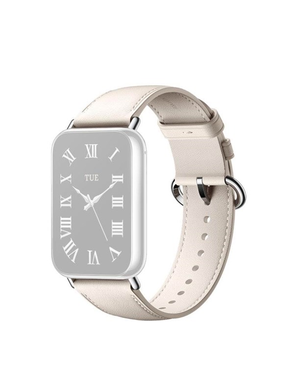 Cream white leather quick release strap featuring a smooth finish, adjustable buckle, and silver hardware, designed for a sleek and elegant look.