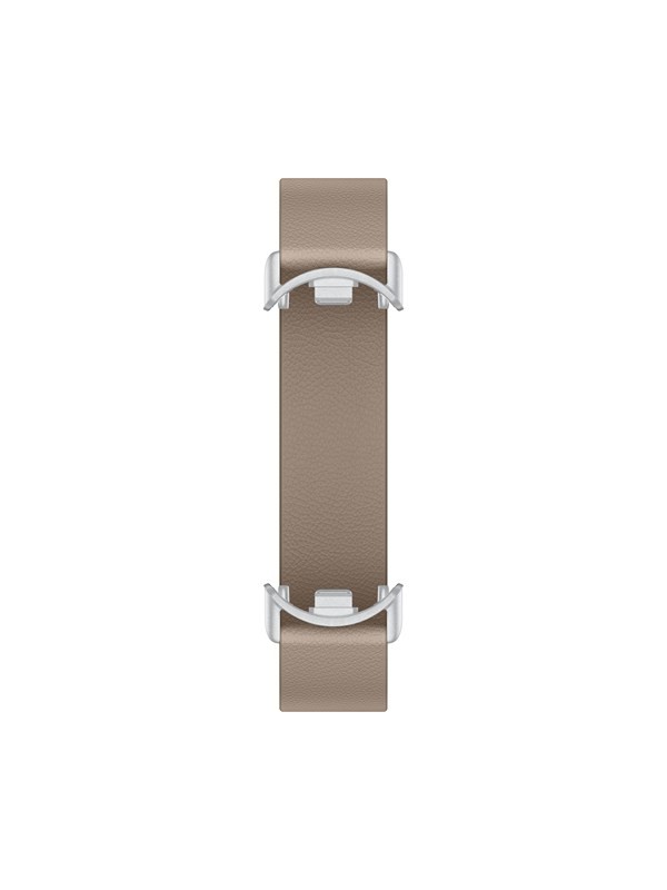 Xiaomi Magnetic Strap in a soft beige leather finish, featuring sleek silver metal connectors for easy attachment and a minimalist design.