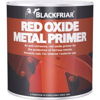 Blackfriar red oxide metal primer can, 1 litre, with bold white text and rust-colored background design.