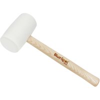White rubber mallet with a wooden handle, branded "BlueSpot" in red text, weighing 454g.