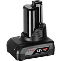 Black Bosch 12V 6.0Ah Li-ion battery with compact design and red Bosch logo on the side.