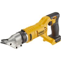 Yellow and black DeWalt 18V XR metal shears with ergonomic handle and silver cutting head.