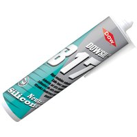 Dowsil 3281914C05 310ml silicone mirror adhesive tube with teal and gray label, red Dow logo, white nozzle.