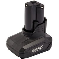Black Draper 12V Li-ion battery 4.0Ah with compact design and visible brand logo on the side.