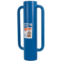 Blue Draper 26479 680mm fence post rammer with dual handles and product label on the side.