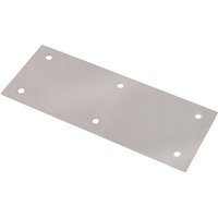 Rectangular silver metal blade with five holes, designed for a 200mm floor scraper by Draper.