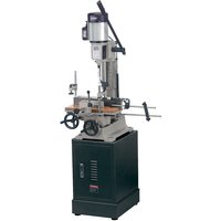 Draper BM25/AABM25 Bench Morticer, silver and black with adjustable stand, lever handle, and precision controls.