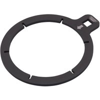 Black Draper DFT Ford Transit fuel filter spanner, circular with notches and a square handle extension.