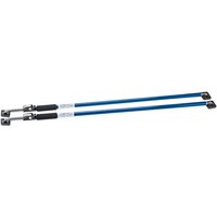 Blue Draper Expert telescopic support rods with black grips and adjustable metal ends.
