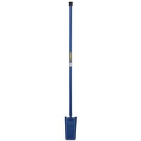 Blue Draper long-handled fencing spade with solid forged steel blade and rectangular blade shape.