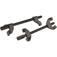 Draper N145-B Coil Spring Compressor Set, black metal with threaded rods and dual hooks on each piece.