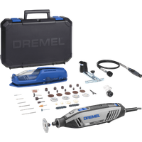 Dremel 4250 rotary tool with flexible shaft, black and silver, includes accessories and black carrying case.