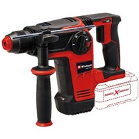 Red and black Einhell cordless rotary hammer with ergonomic grip and Power X-Change battery slot.