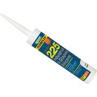 Black 295ml Everbuild Sika 225 Industrial & Glazing Silicone tube with white nozzle and blue label.
