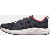 Navy Helly Hansen men's sneakers with white sole, red accents, and mesh upper, featuring Helly Hansen logo on the side.