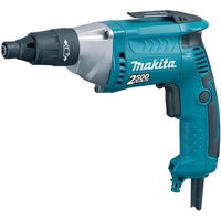 Blue Makita FS2500 drywall screwdriver, corded, with ergonomic grip and silver front casing, 230V.