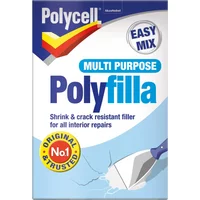 Polycell Multi Purpose Polyfilla Powder 900g box, blue and white with red and yellow logo, easy mix label.
