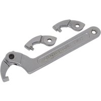 Sealey medium C spanner set with silver adjustable hook and pin wrenches, featuring three interchangeable heads.