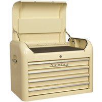 Cream Sealey topchest with four drawers, retro style, rounded edges, and metal handles.